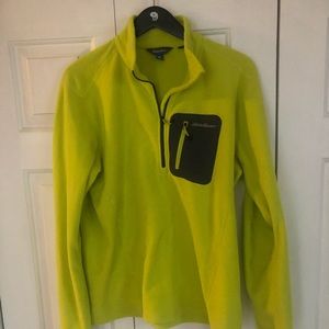 Eddie Bauer Yellow Green Zip up fleece pullover